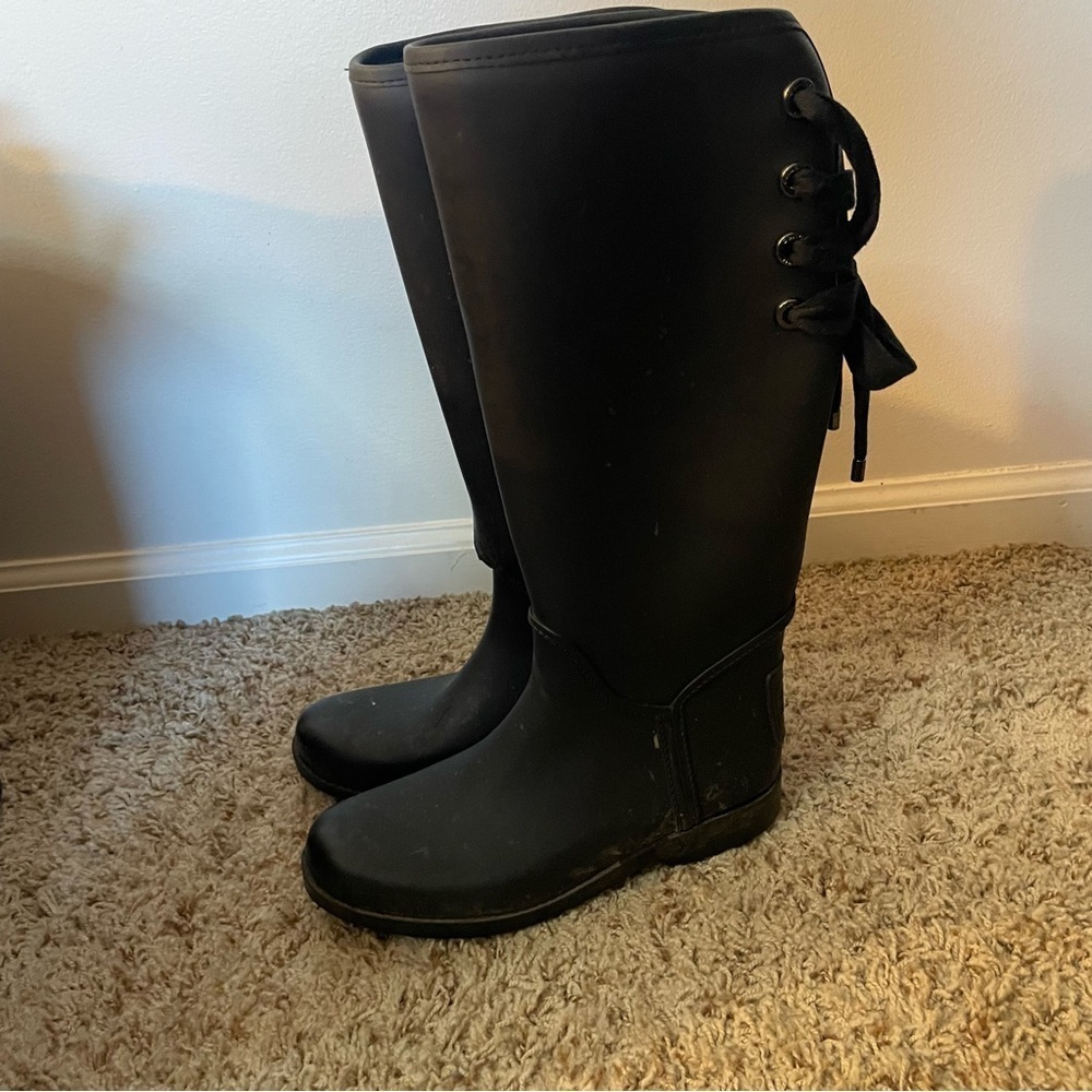 Coach Black Women's Knee-High Rain Boots size 8 flawed - Picture 2 of 9